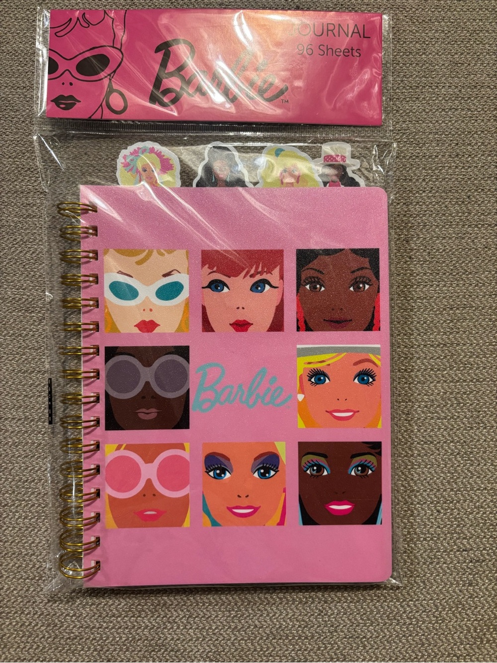 Barbie Multicolor Striped Journal with Retro Face Icons